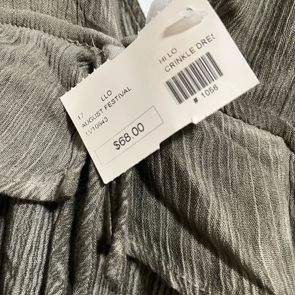 Crinkle Hi-Low Dress Khaki Size L - Picture 3 of 7